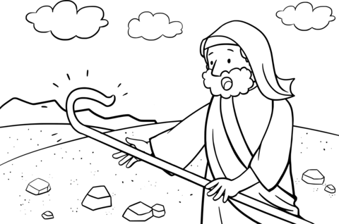 God Gave The Staff To Moses Coloring Page